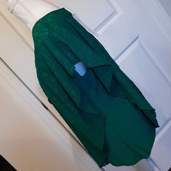Notations Emerald Green Tank Shirt with Green Sheer Overlay NWT - Picture 5 of 13